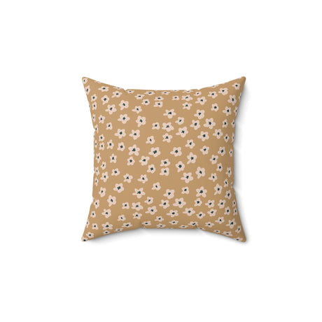 Golden Blossom Bliss Square Pillow