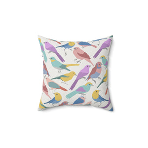 Pastel Bird Symphony Square Pillow