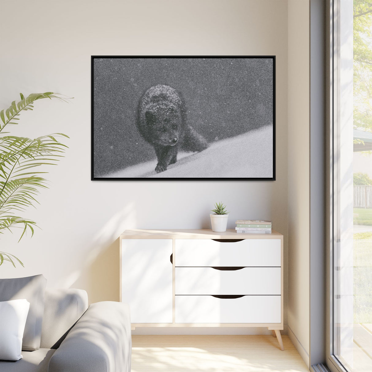 Arctic Fox in Snowfall, Quttinirpaaq National Park