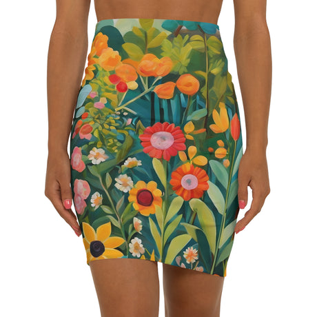 Enchanted Garden Bliss Women's Mini Skirt - Boho Garden Serenity Collection