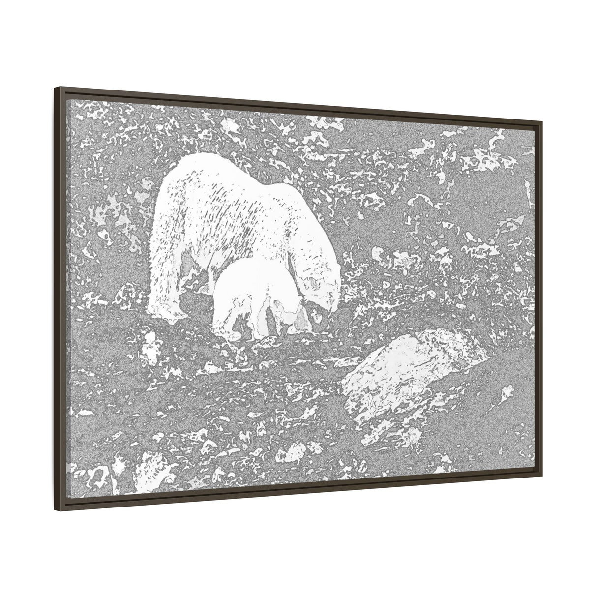Polar Bear and Cub on the Shore, Torngat Mountains