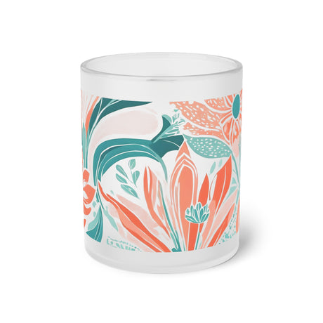 Scandinavian Paisley-Tulip Blend Frosted Glass Mug - Paisley Heart Collection