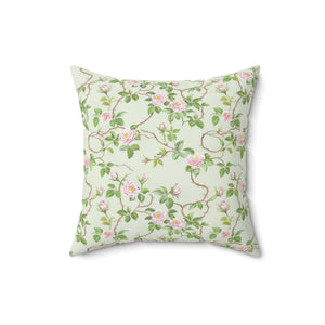 Elegant Mint Rose Garden Square Pillow