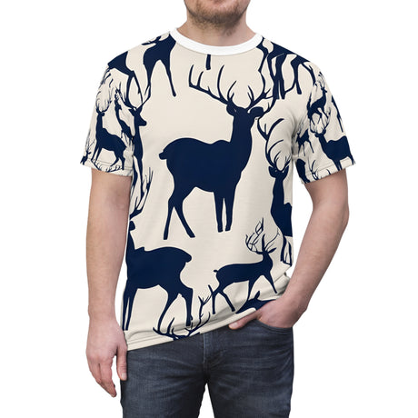Minimalist Indigo Deer Print Tee - Tranquil Deer Collection