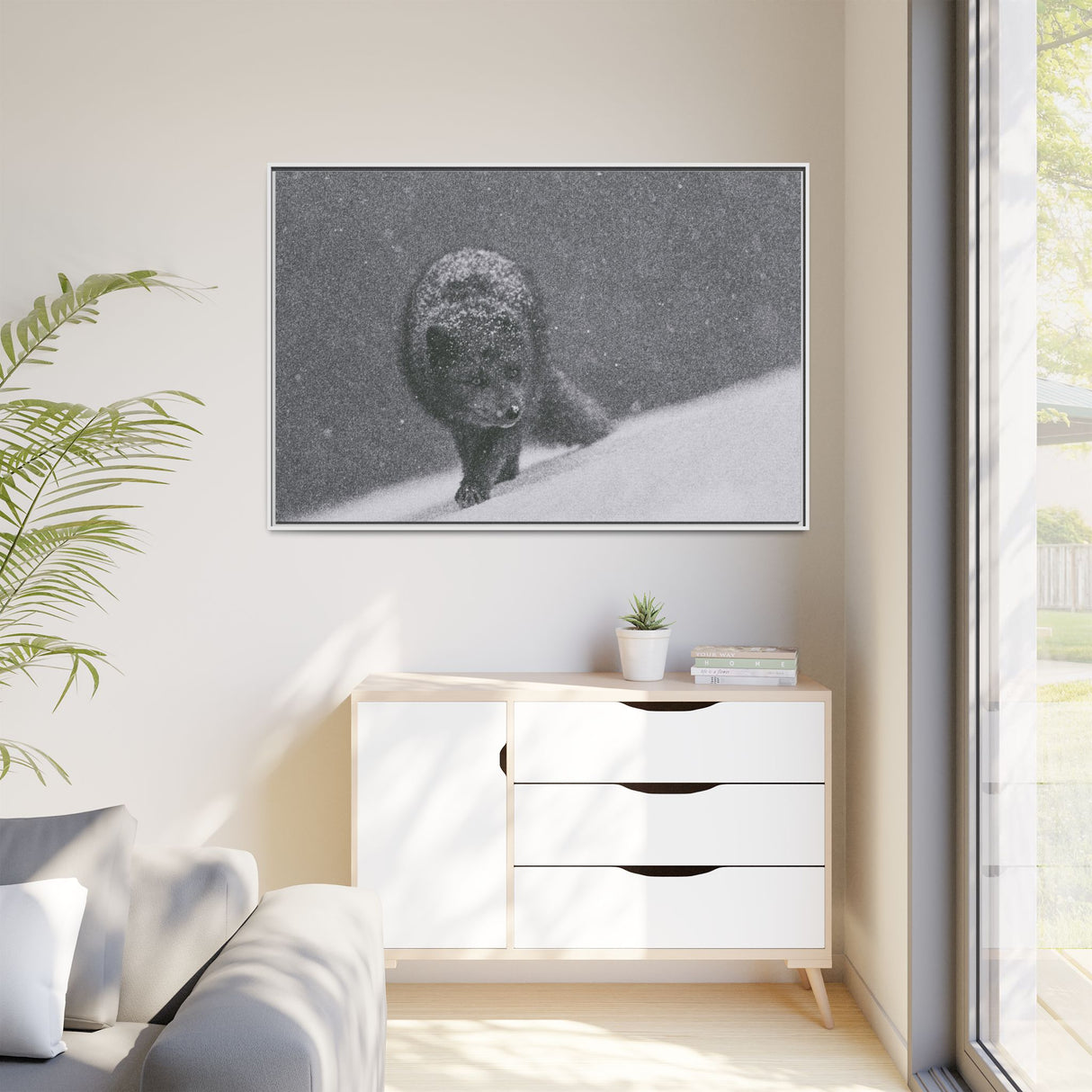 Arctic Fox in Snowfall, Quttinirpaaq National Park