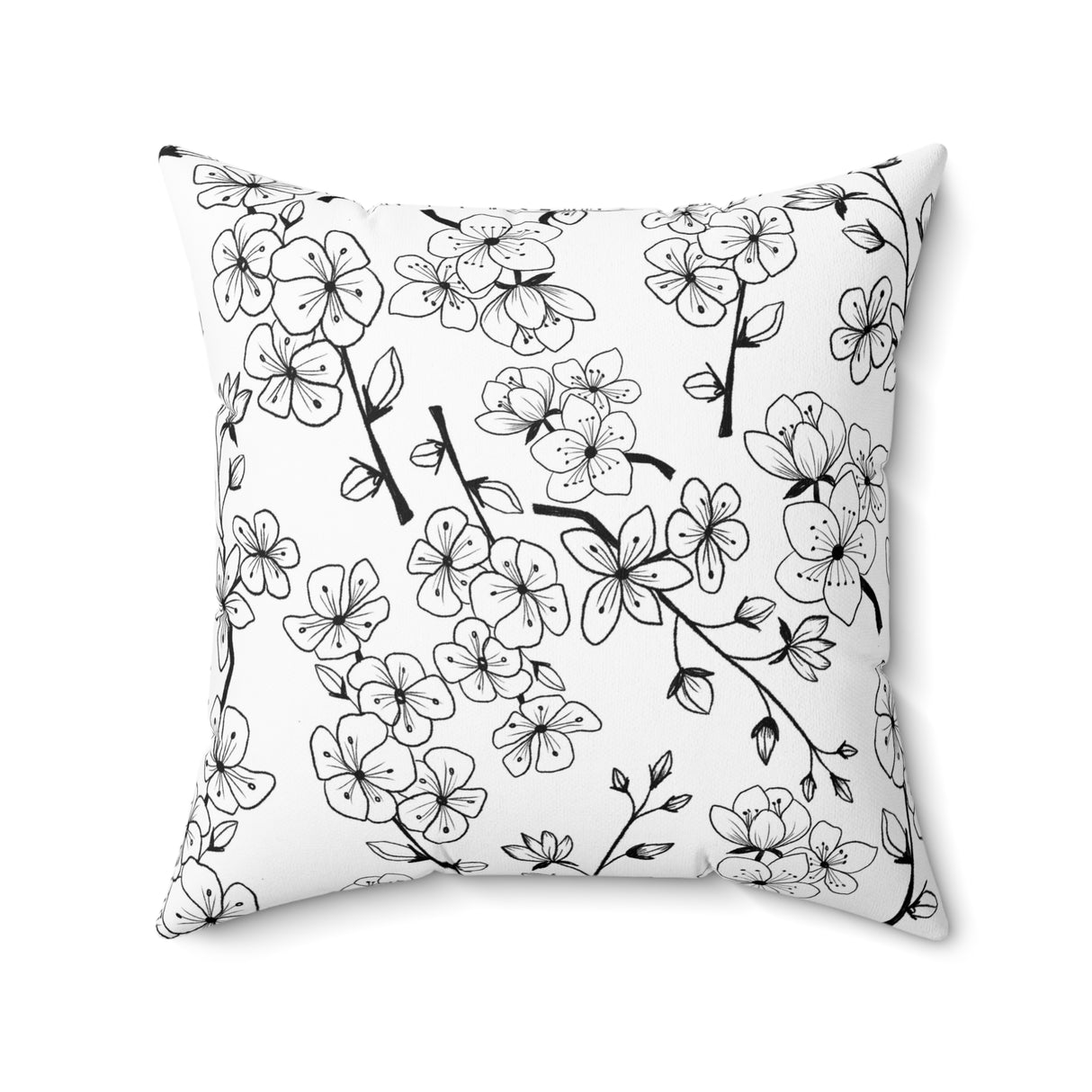 Monochrome Blossom Elegance Square Pillow