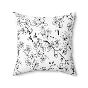 Monochrome Blossom Elegance Square Pillow