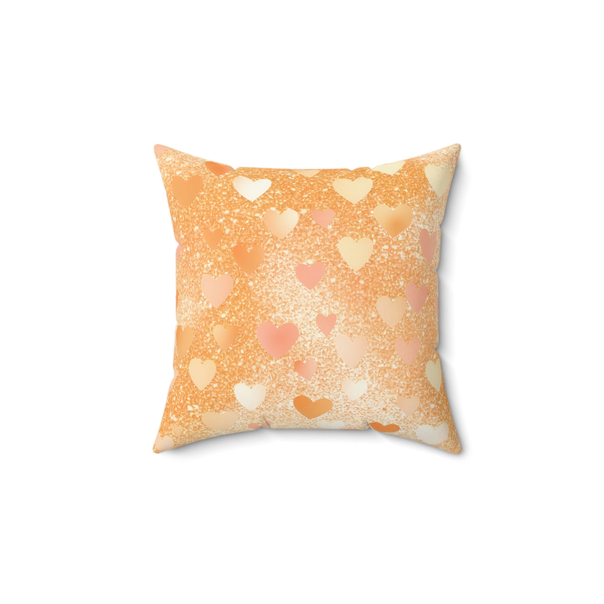 Golden Heart Glow Square Pillow