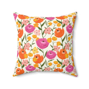 Vibrant Garden Bloom Square Pillow