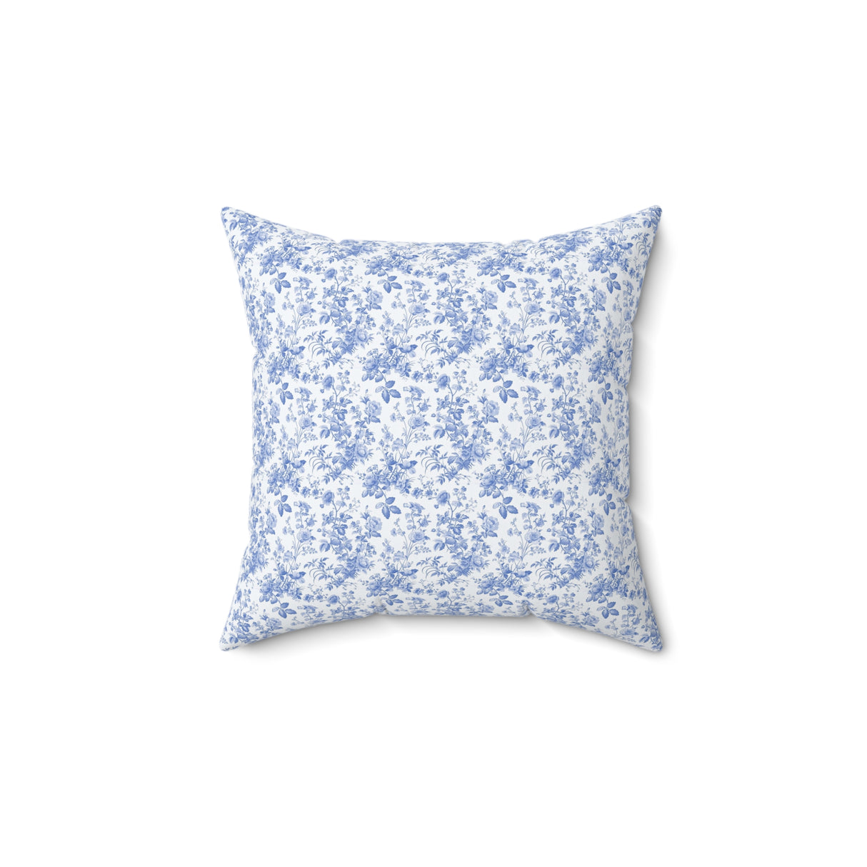 Blue Floral Toile Square Pillow