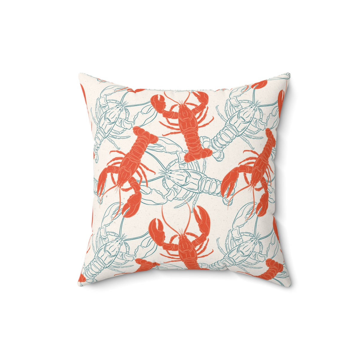 Coastal Lobster Sketch Square Pillow