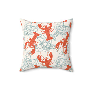 Coastal Lobster Sketch Square Pillow