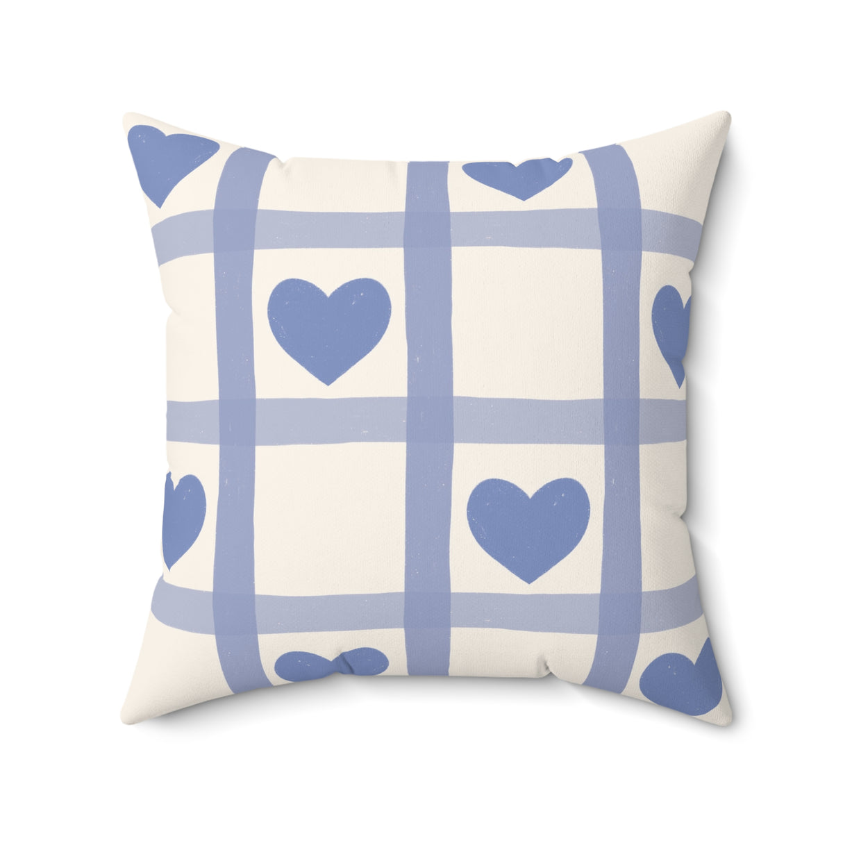 Checked Heart Charm Square Pillow