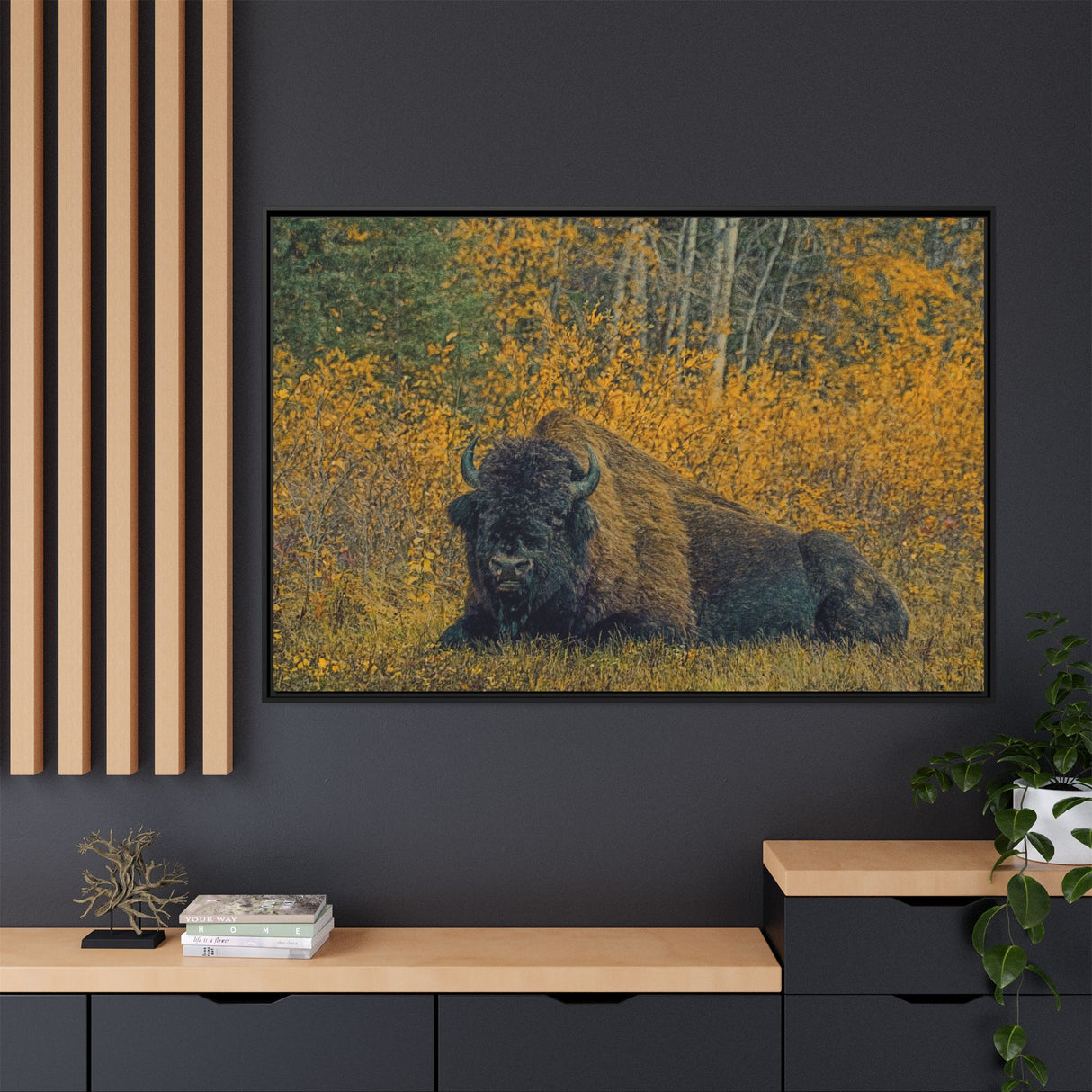 Resting Bison in Autumn, Wood Buffalo National Park