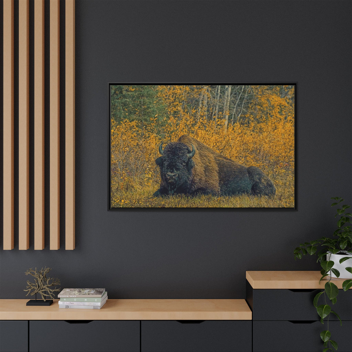 Resting Bison in Autumn, Wood Buffalo National Park
