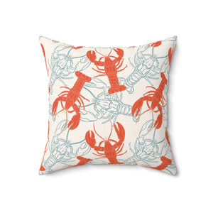 Coastal Lobster Sketch Square Pillow