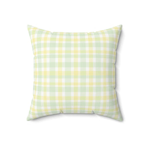 Soft Spring Plaid Square Pillow