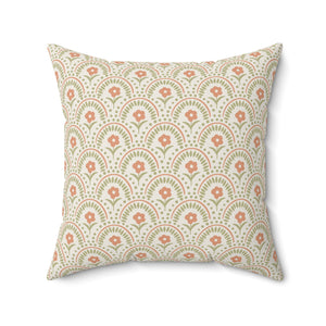 Retro Terracotta Scallop Square Pillow