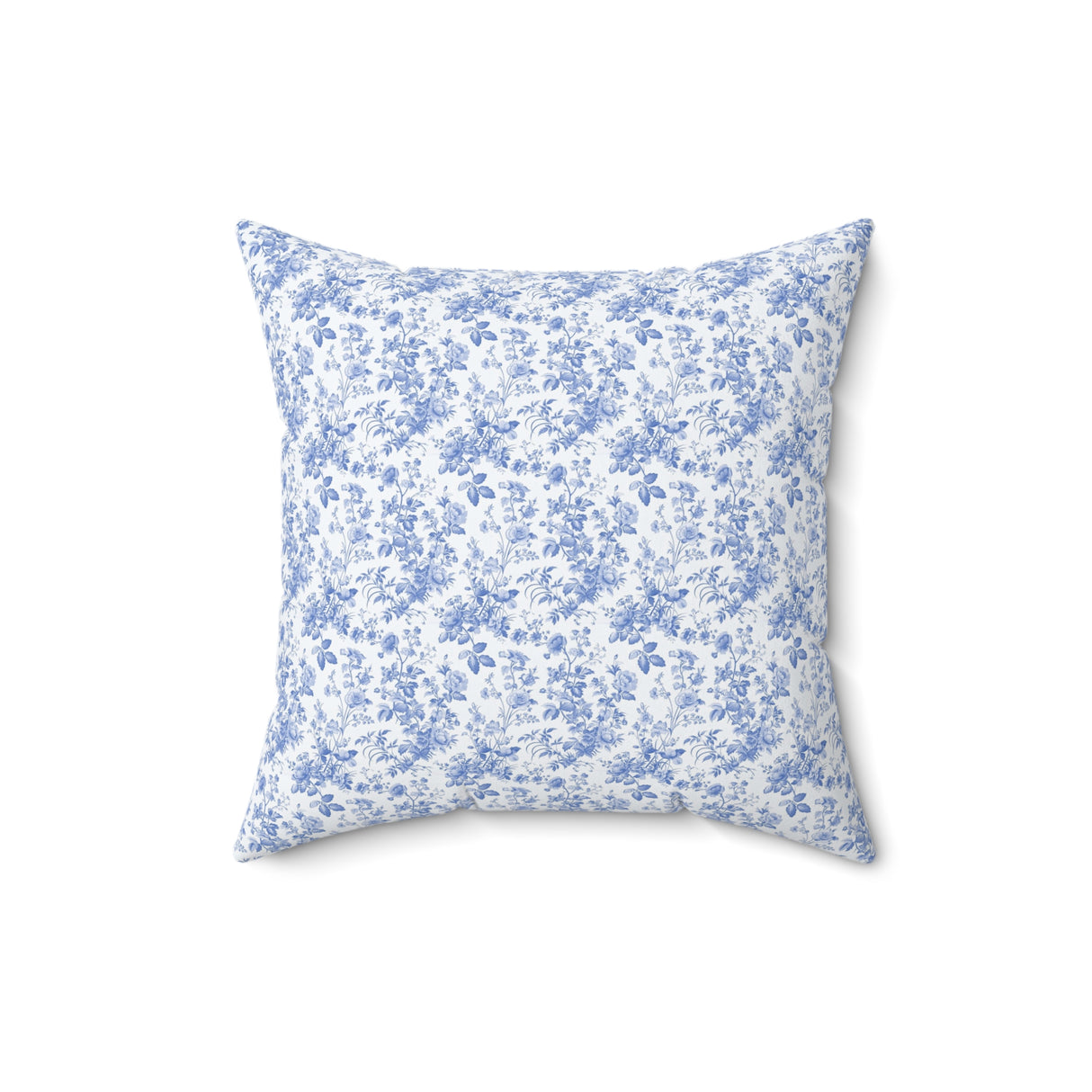 Blue Floral Toile Square Pillow