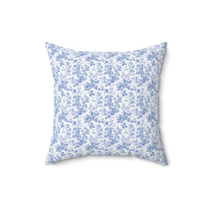 Blue Floral Toile Square Pillow