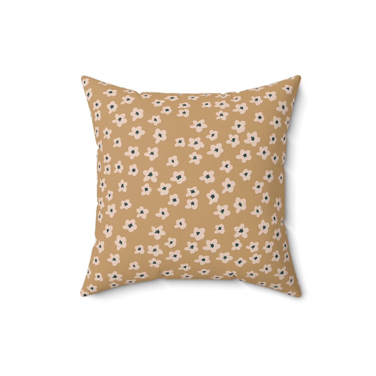 Golden Blossom Bliss Square Pillow