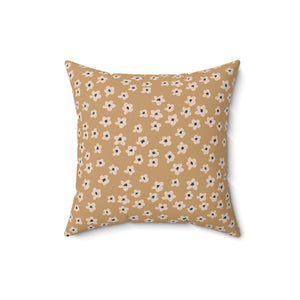 Golden Blossom Bliss Square Pillow