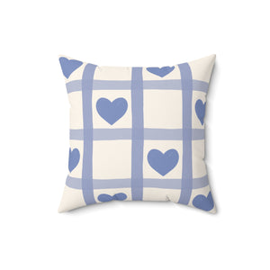 Checked Heart Charm Square Pillow