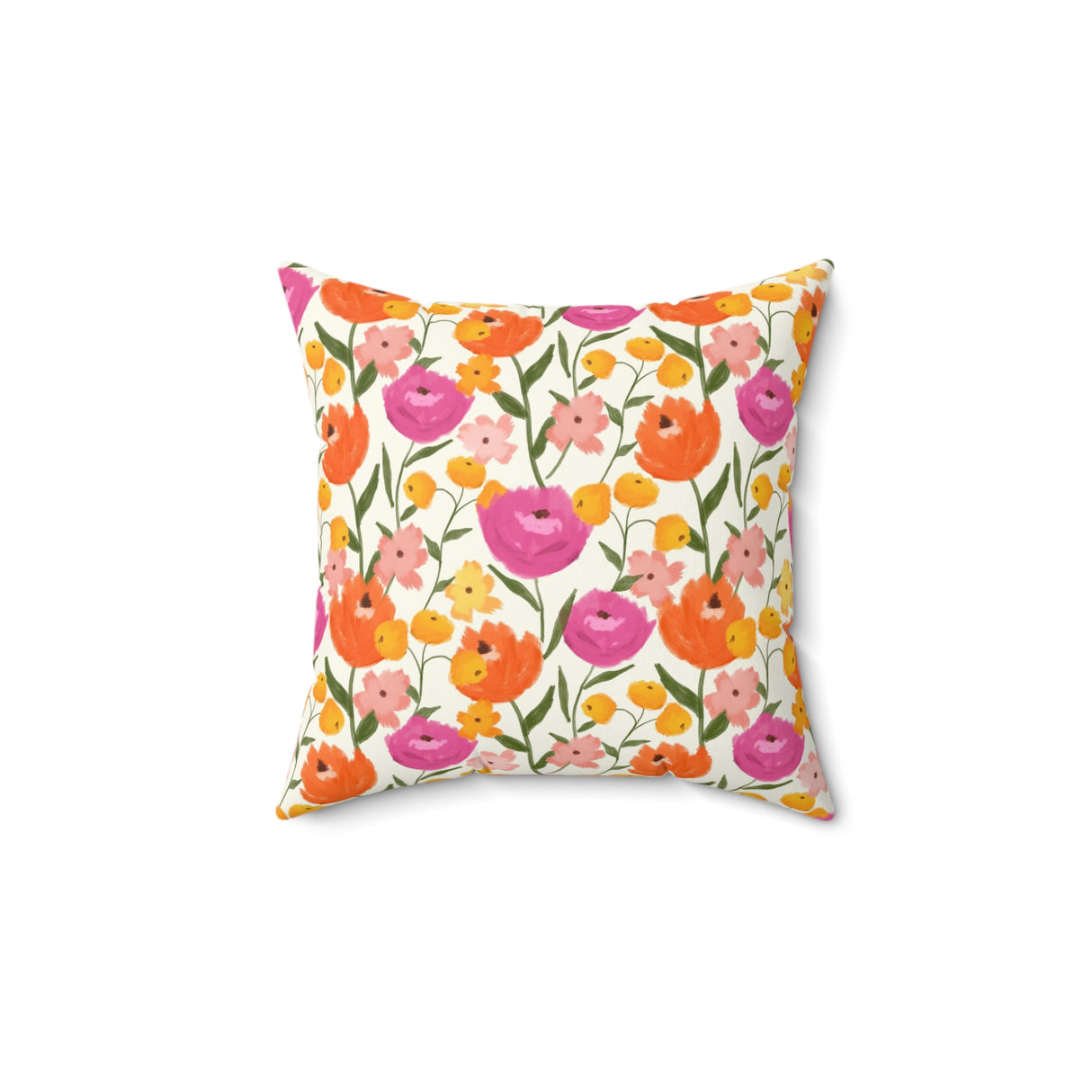 Vibrant Garden Bloom Square Pillow