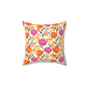 Vibrant Garden Bloom Square Pillow