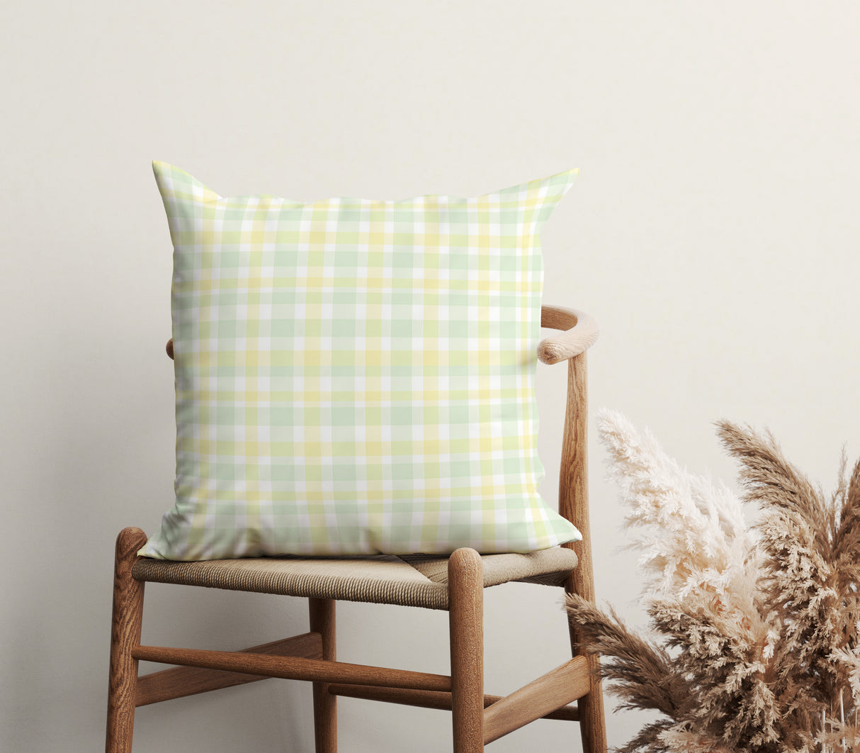 Soft Spring Plaid Square Pillow