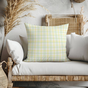 Soft Spring Plaid Square Pillow