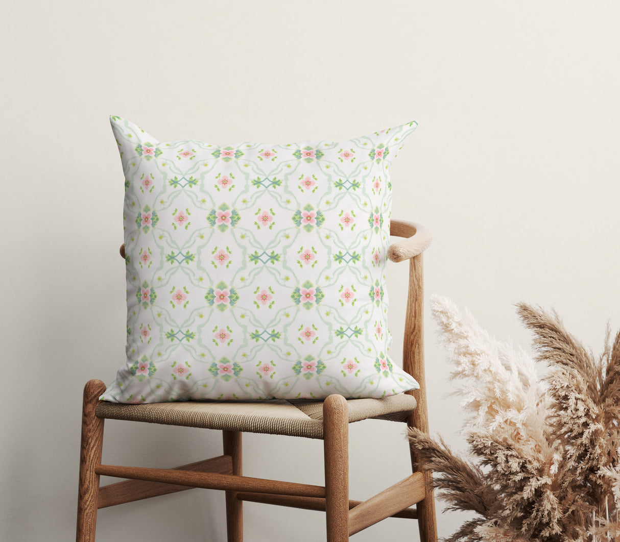 Romantic Trellis Floral Square Pillow