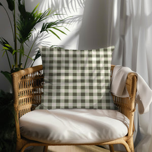 Sage Green Gingham Square Pillow