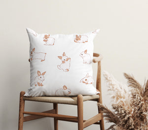 Playful Bunny Black Square Pillow