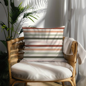 Earthy Striped Terracotta Square Pillow