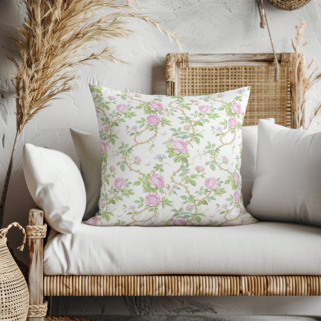 Romantic Rose Garden Square Pillow