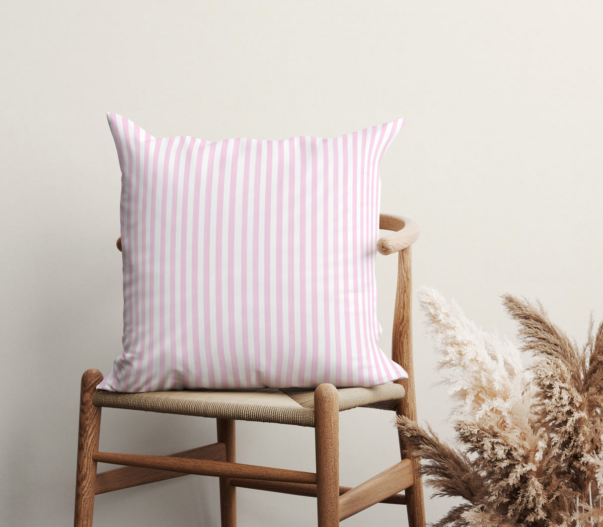 Minimalist Blush Pinstripe Square Pillow