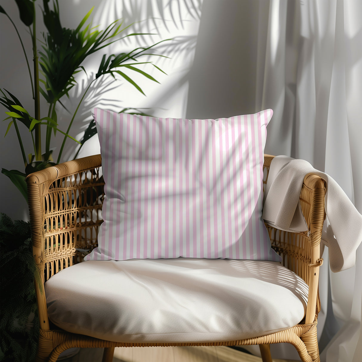 Minimalist Blush Pinstripe Square Pillow