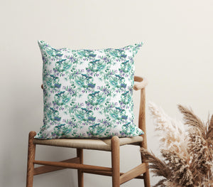 Vibrant Aqua Floral Square Pillow