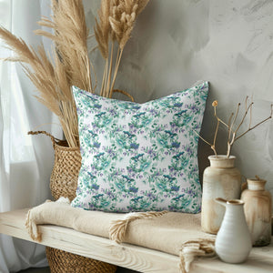 Vibrant Aqua Floral Square Pillow