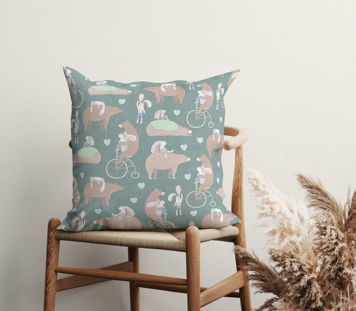 Whimsical Forest Friends Square Pillow