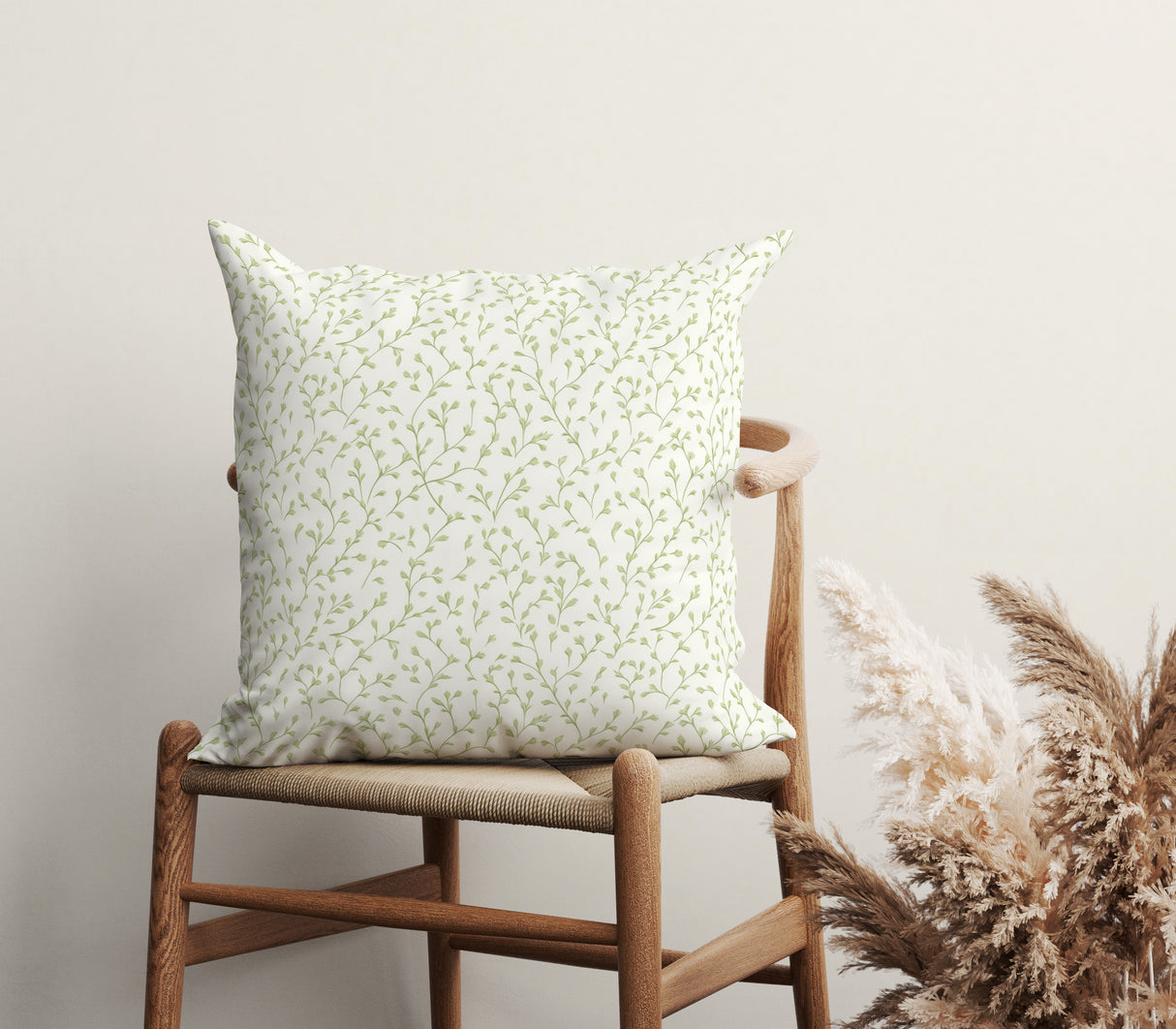 Verdant Green Botanical Square Pillow