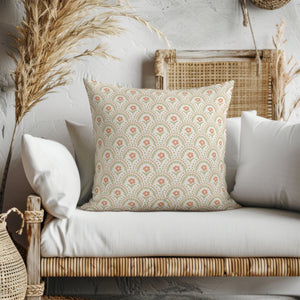 Retro Terracotta Scallop Square Pillow