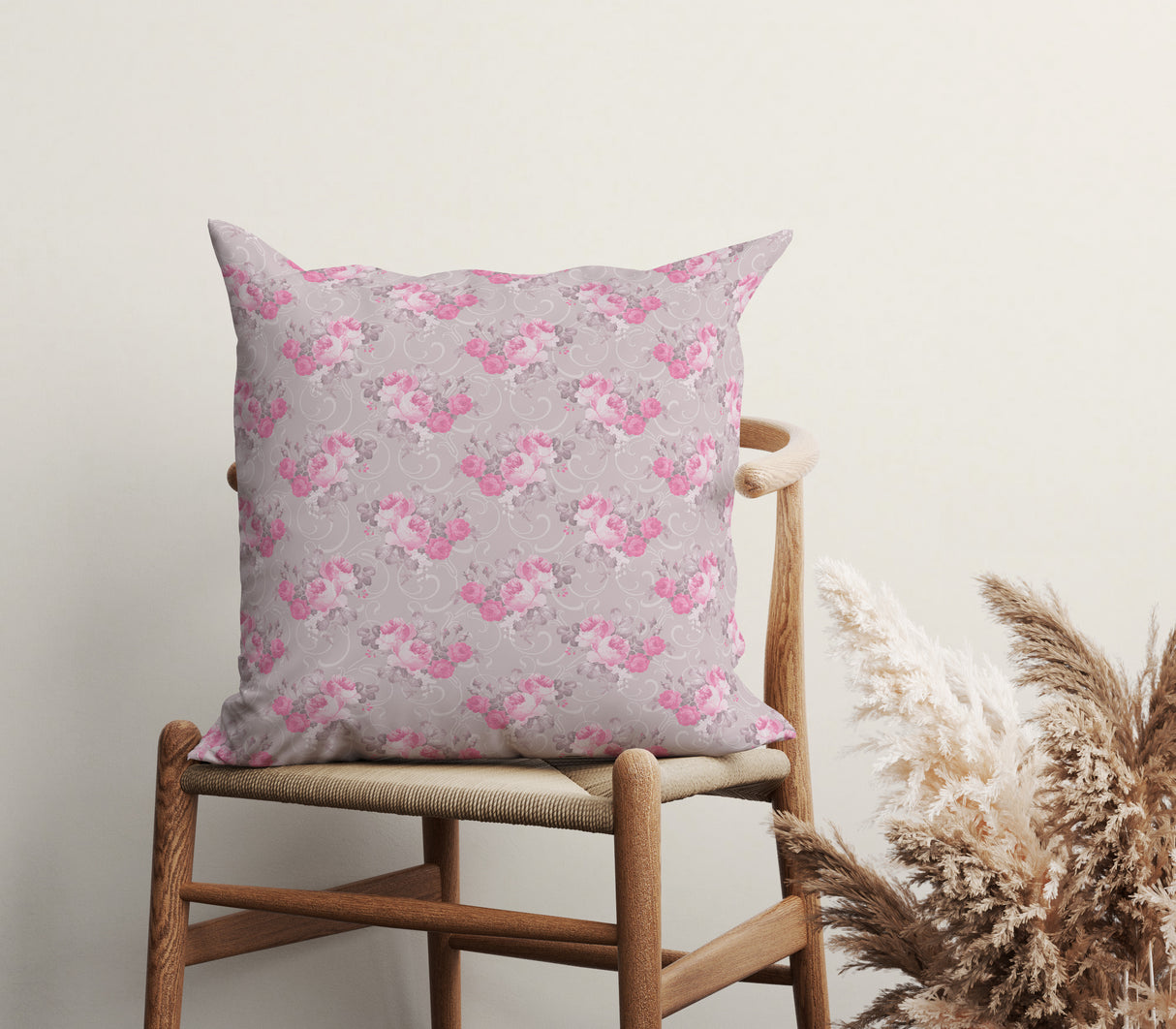 Romantic Blush Floral Square Pillow