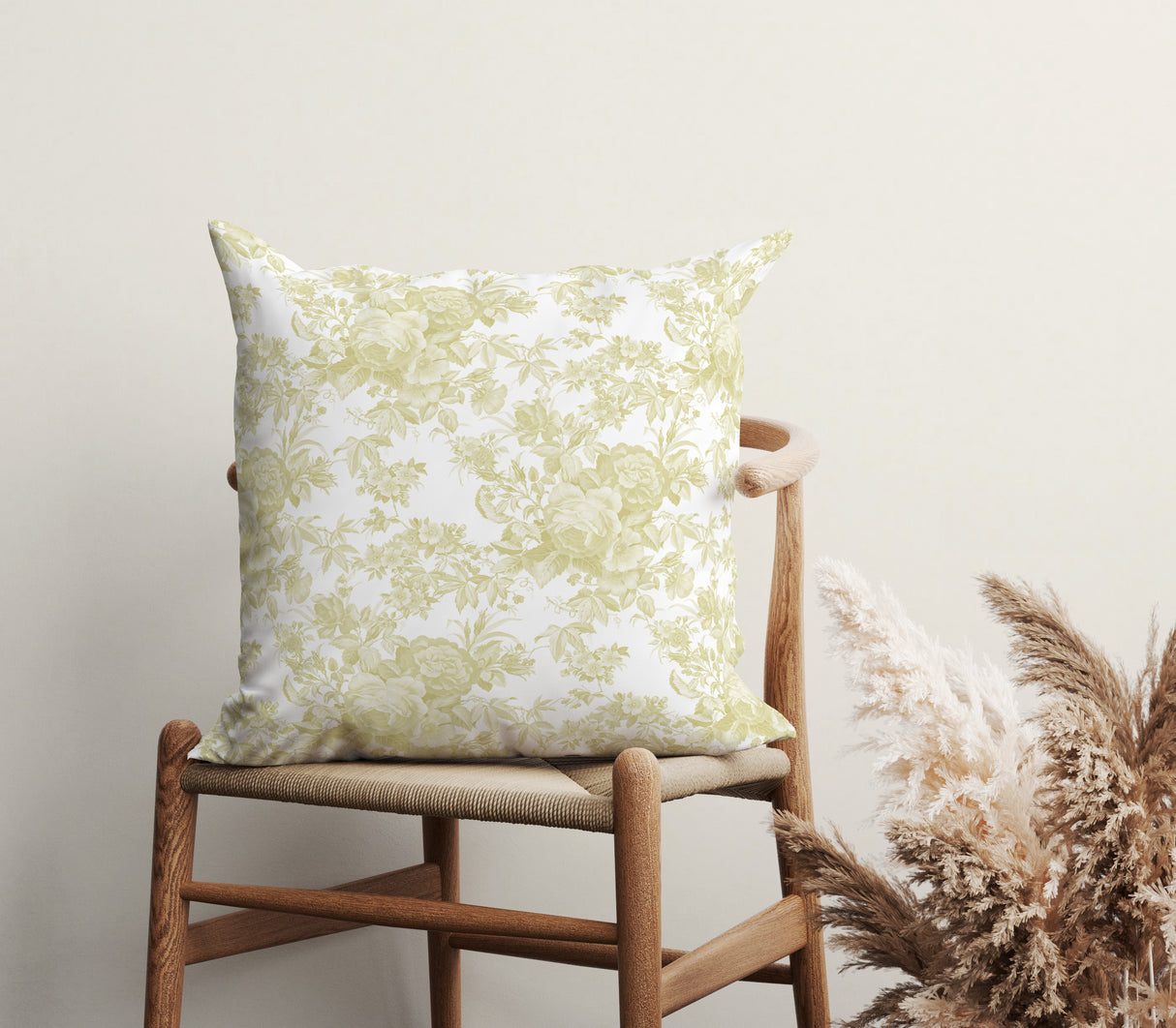 Golden Floral Elegance Square Pillow