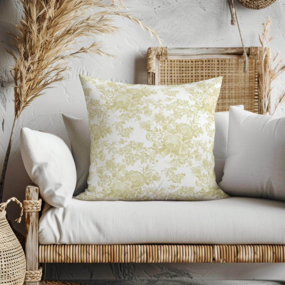 Golden Floral Elegance Square Pillow