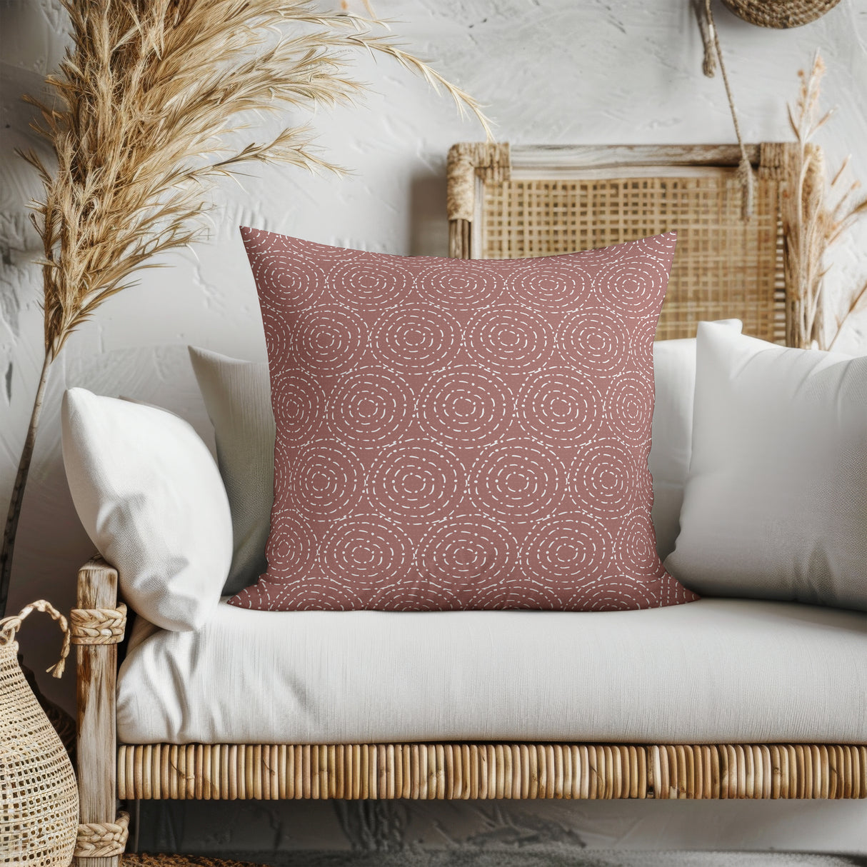 Hand-Stitched Circle Square Pillow