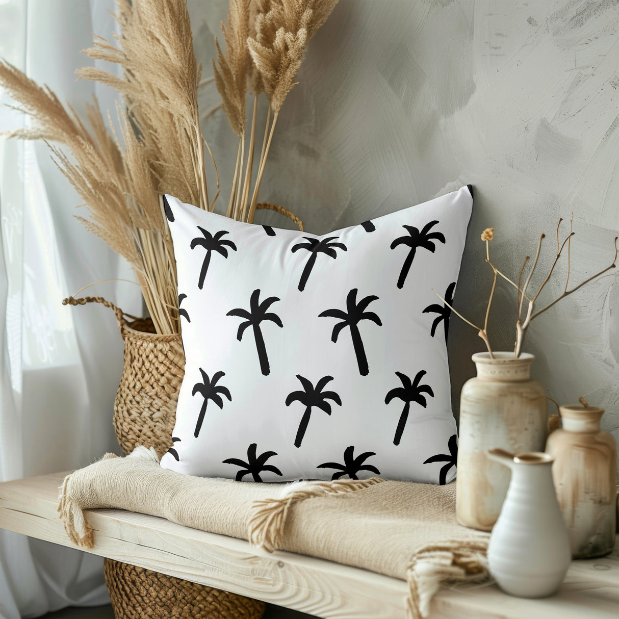 Bold Palm Charm Square Pillow