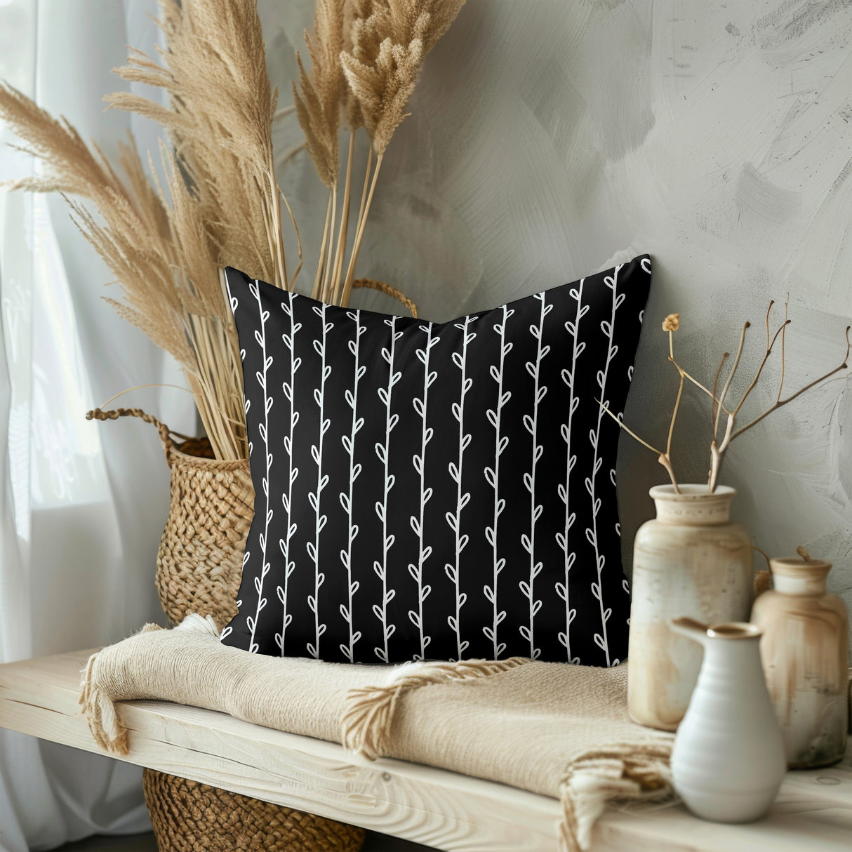 Vertical Vine Grace Square Pillow