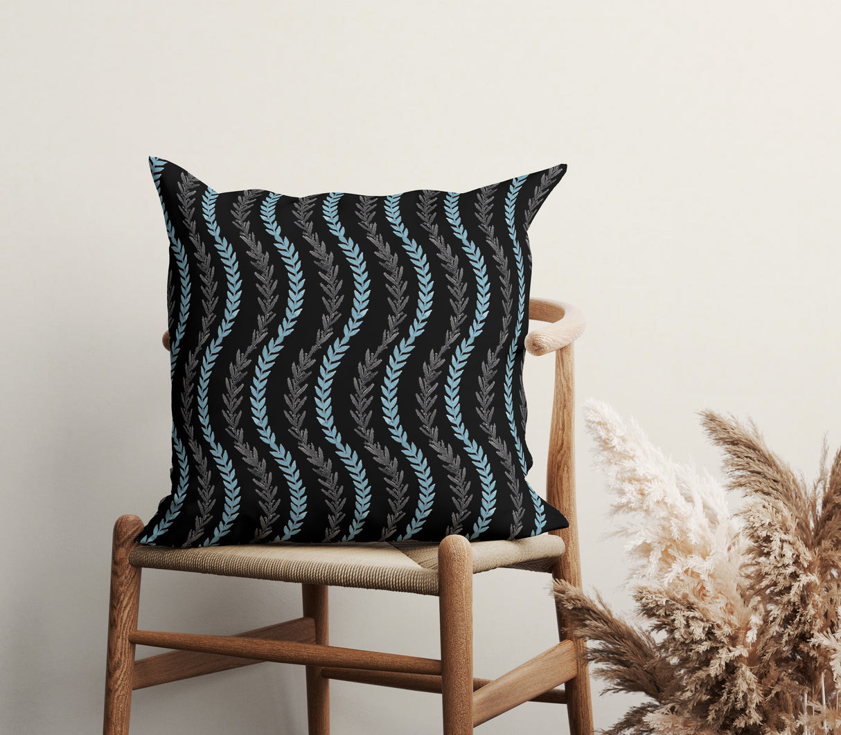 Wavy Vine Elegance Square Pillow